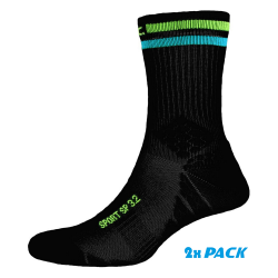 P.A.C. SP 3.2 Sport Recycled Stripes 2xPack - Sports Socks - Black/Neon Stripes