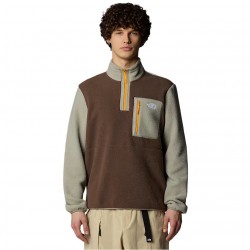 THE NORTH FACE Men's Yumiori 1/4 Zip Fleece - Smokey Brown/Clay Grey/-Summit Gold