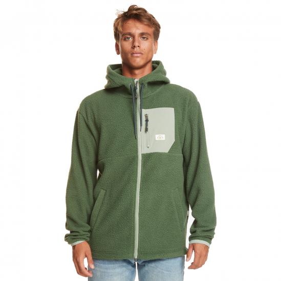 Quiksilver Clean Coasts FZ Solid - Ανδρική ζακέτα κουκούλα Sherpa fleece - Greener Pastures